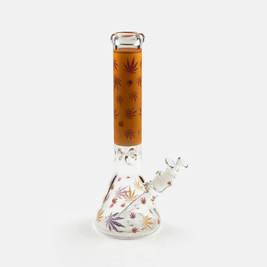 14" Cannabis Leaf Bong with Ice Notches
