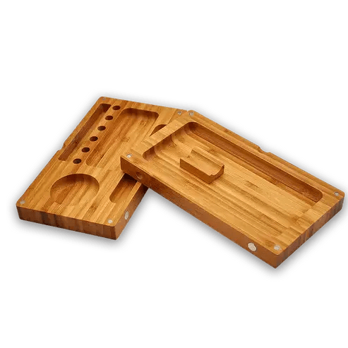 Folding Magnetic Bamboo Rolling Tray 8.6" x 8.6"