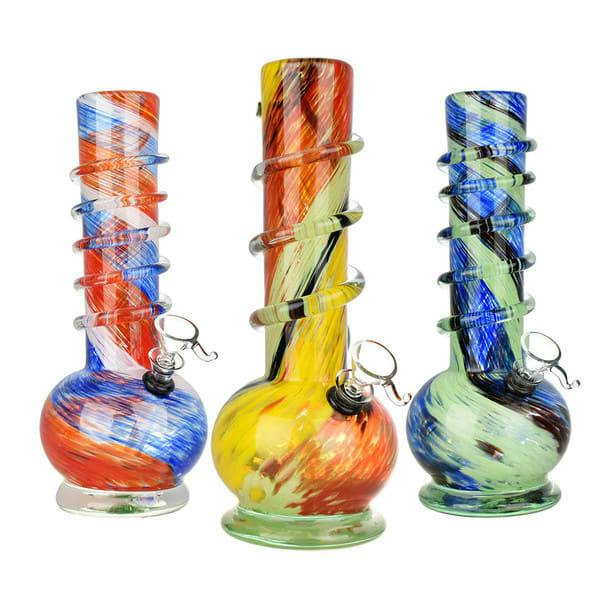 9.75" Spherical Swirl Soft Glass Water Pipe