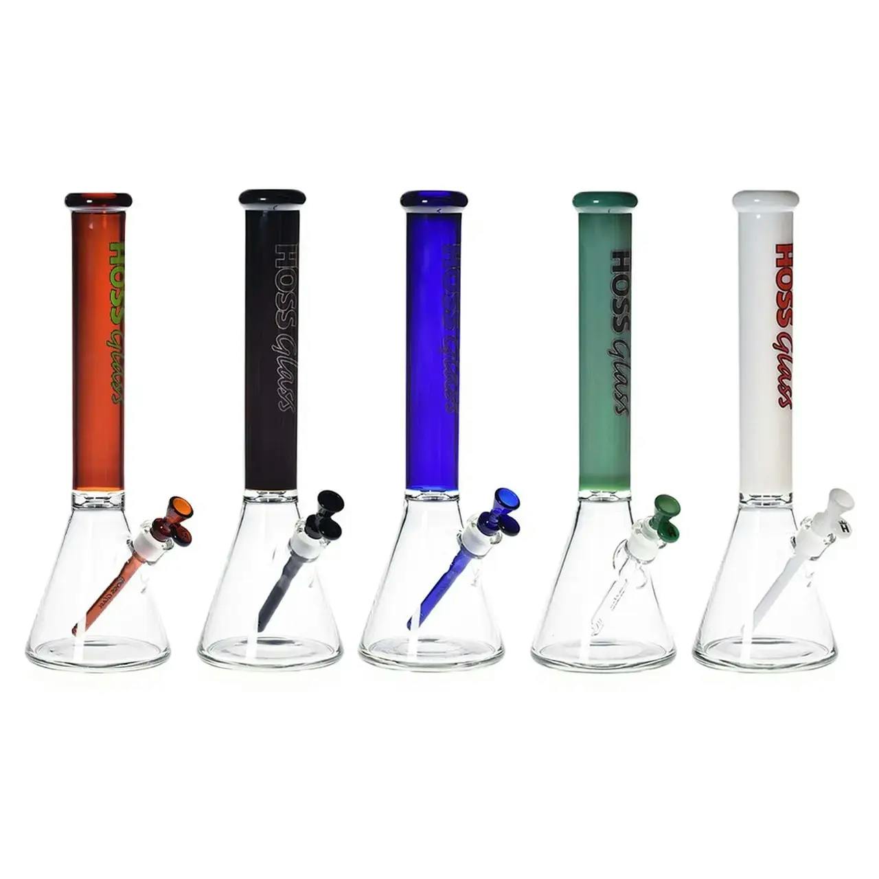 18" Hoss Glass Coloured Neck Dab Rig bong - assorted colours
