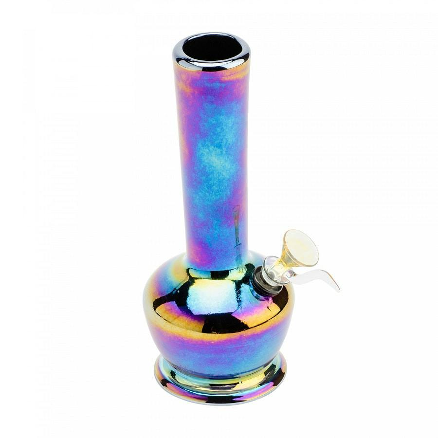 8" Retro Glass Platinum Metallic Jazz Tube Bong, Random Color