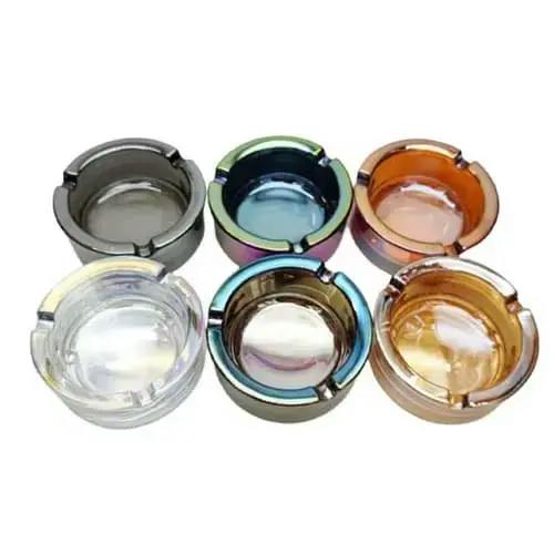 Ashtray Glass Round Electroplate