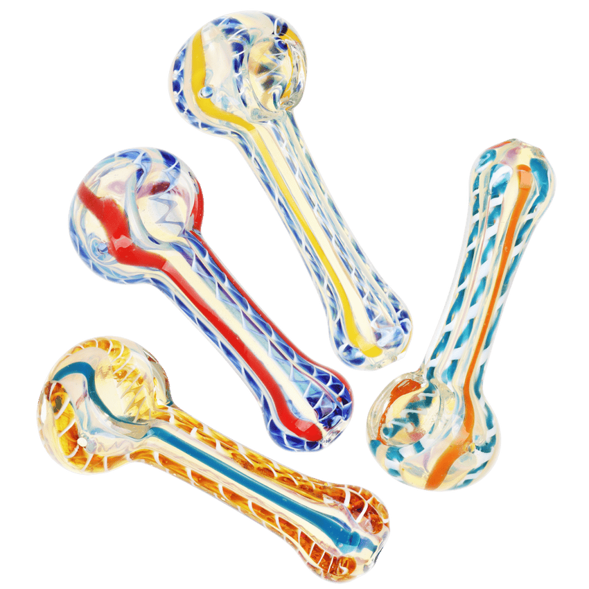 Inside Out Stripes Glass Spoon Pipe | 2.75" | Colors Vary