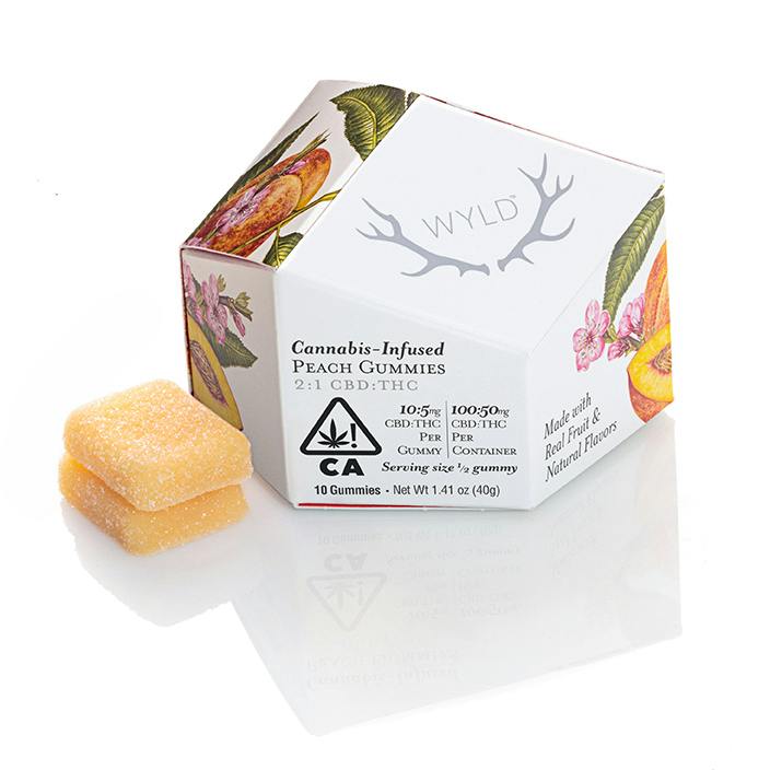 WYLD Peach 2:1: WYLD Peach 2:1 CBD Gummies 100:50mg
