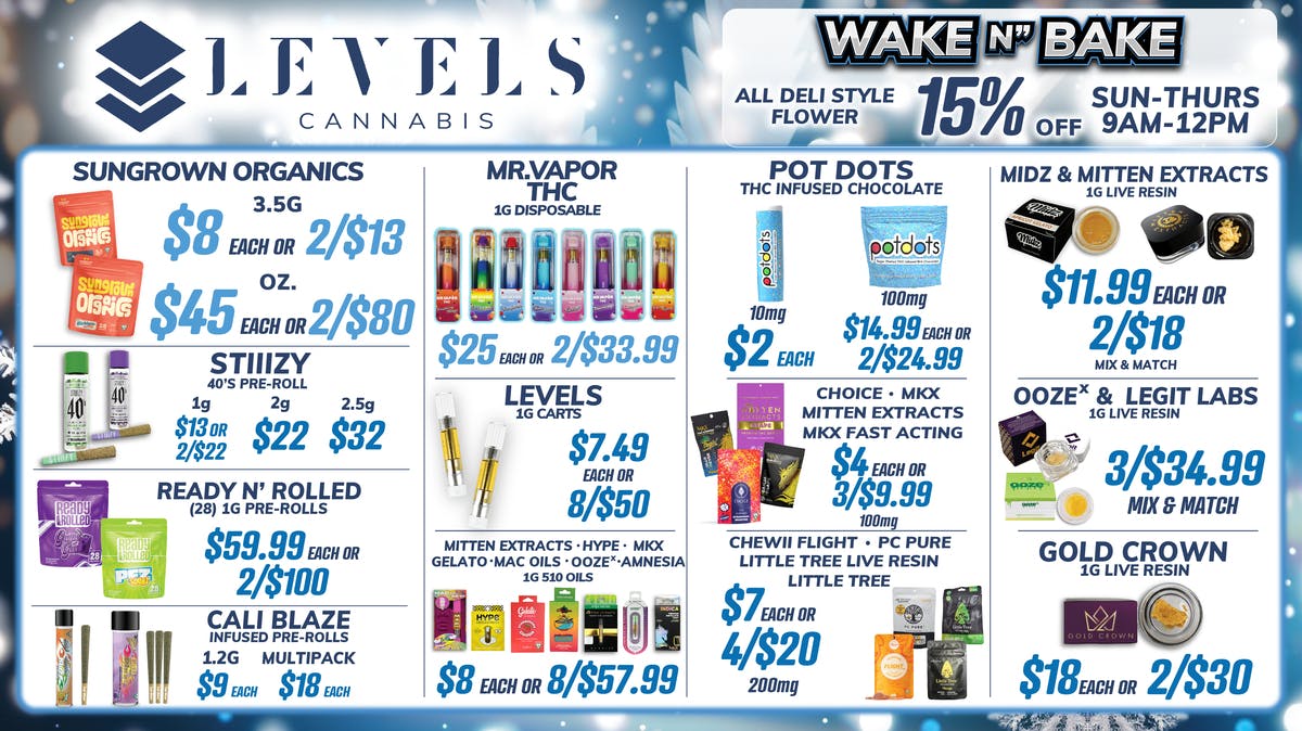 2/80 Oz🌱 8 3.5g 🔥 8/50 Vape at Levels Cannabis Weedmaps