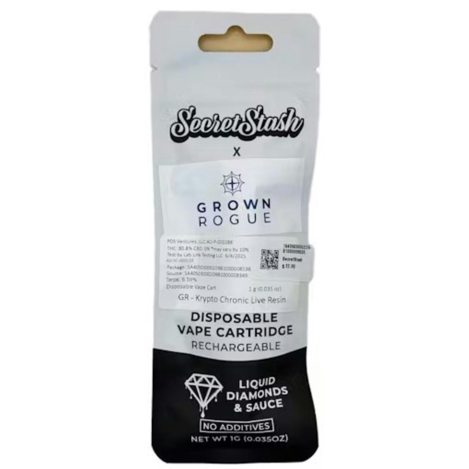 Secret Stash x Grown Rogue 1g Live Resin Disposable Krypto Chronic