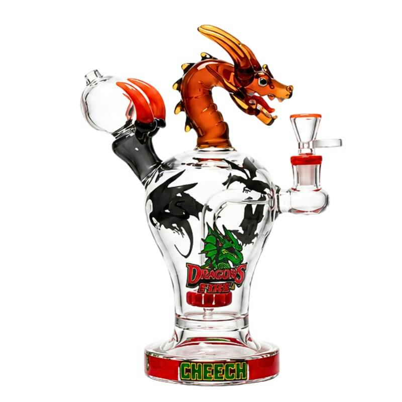 10" Cheech Dragon Fire Waterpipe (Amber)
