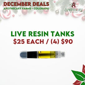 *December Deals* Live Resin Tanks 1g $25, 4 $90