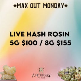 *Max Out Monday* Live Hash Rosin 1g $22 5g $100 or 8g $155