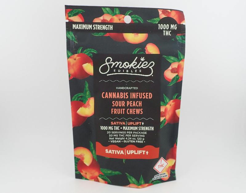 Sour Peach Sativa Fruit Chews - 1000mg THC - Smokiez