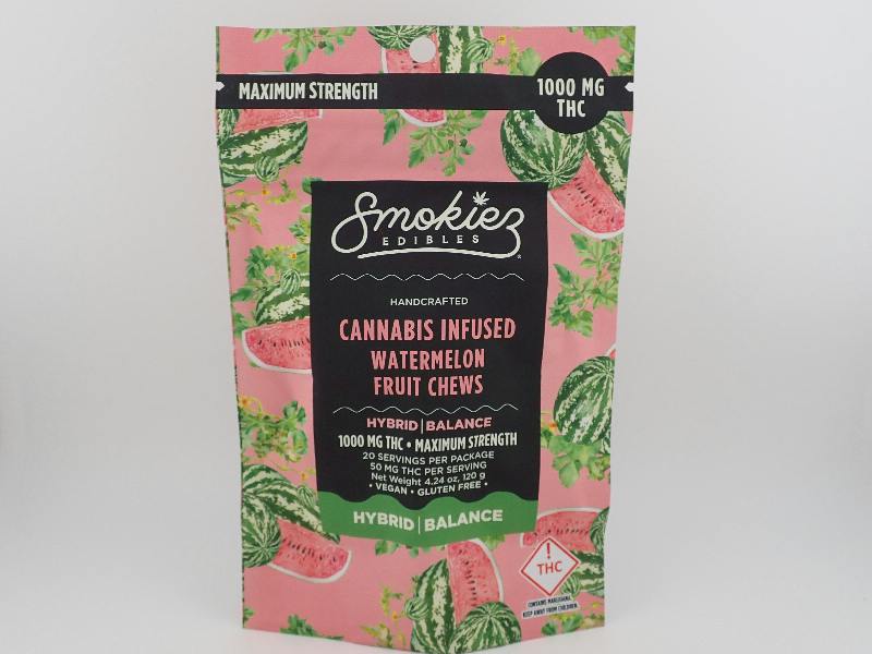 Watermelon Hybrid Fruit Chews - 1000mg THC - Smokiez