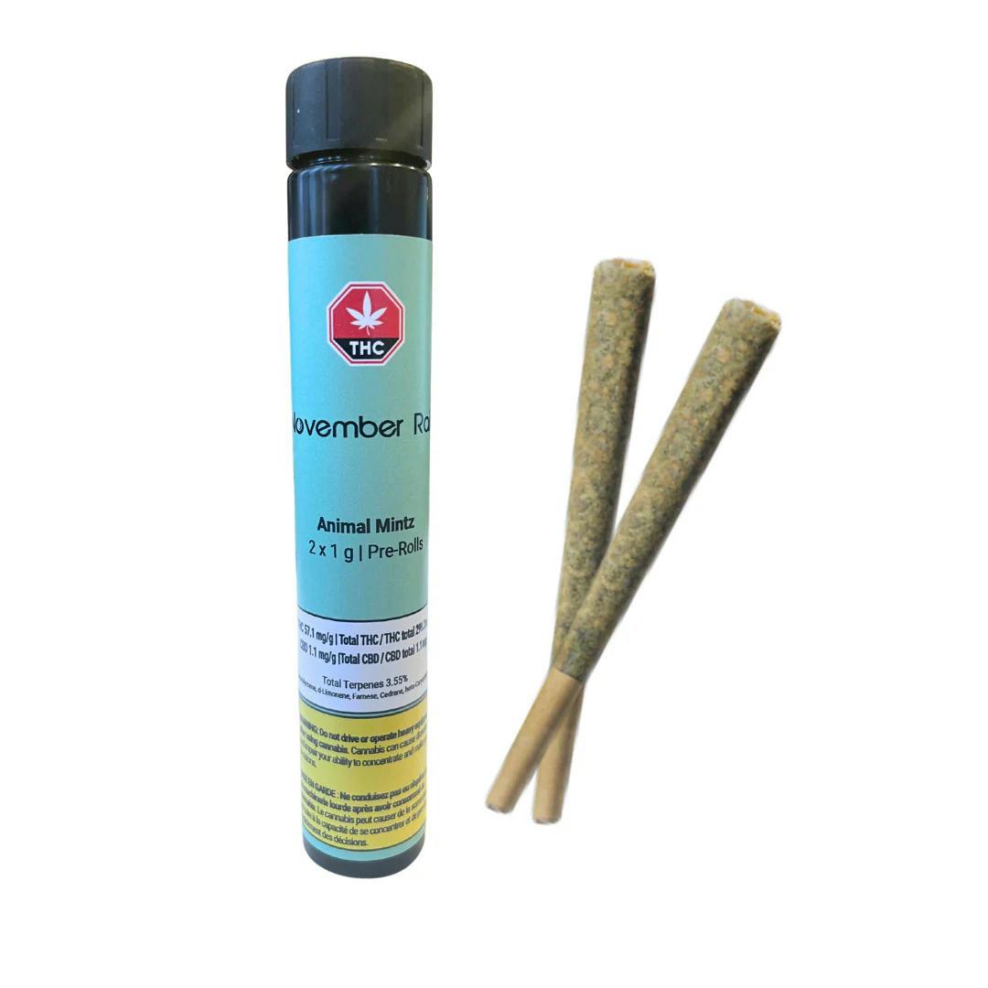 November Rain Animal Mintz Pre Rolls 2 x 1g
