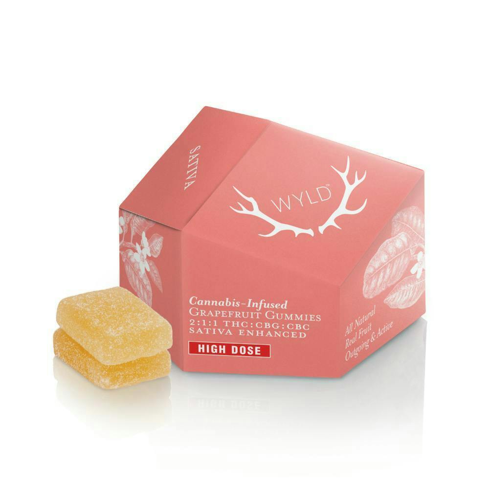 WYLD Gummies Grapefruit CBG/CBD/THC 1:1:1, 200mg THC : 200mg CBD: 200MG CBG