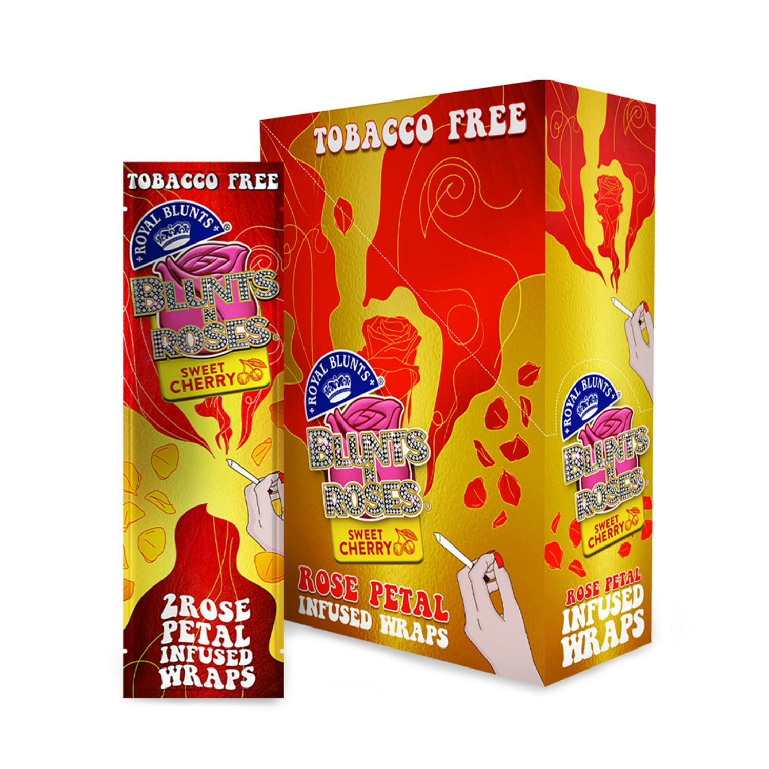 BLUNTS N ROSES ROSE PETAL INFUSED WRAPS DISPLAY OF 25 - Sweet Cherry