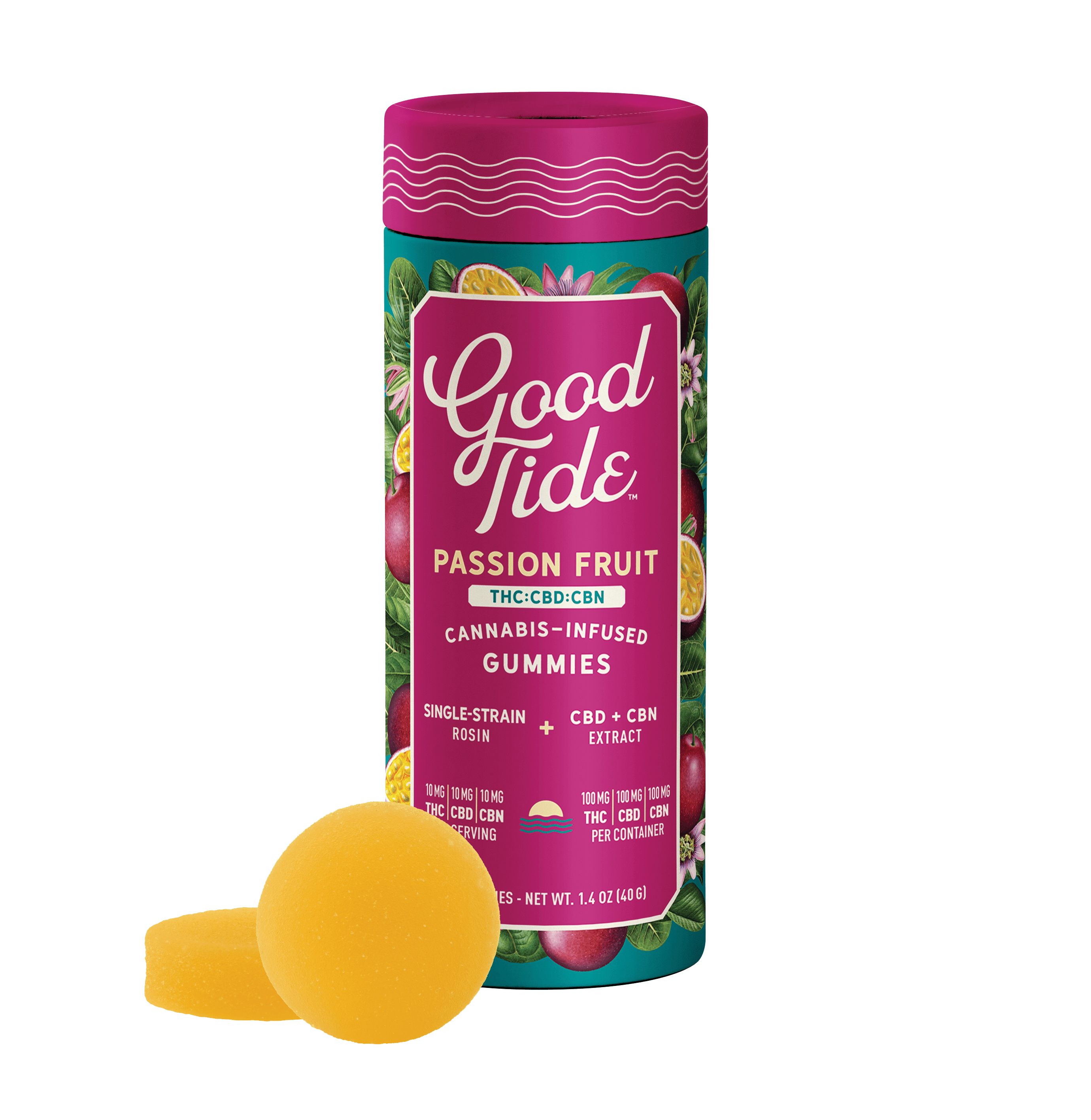 Good Tide - Passion Fruit Hash Rosin 2:1:1 THC:CBD:CBN Gummies 200mg