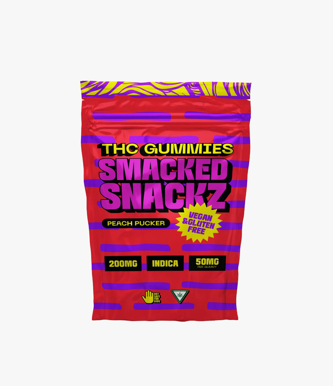 Smacked Snackz - Peach Pucker Gummies 4pk 200mg