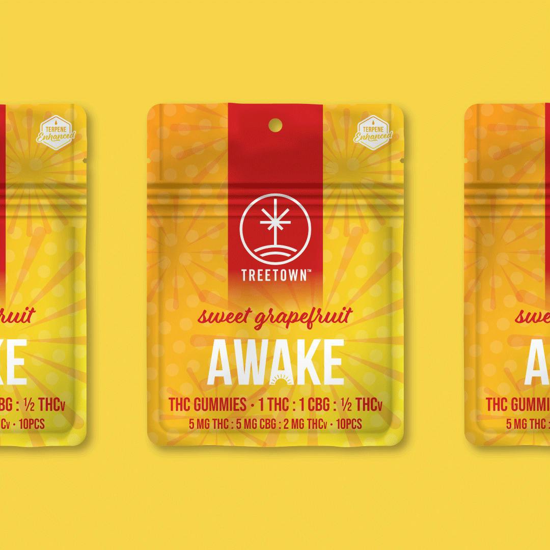 1:1:1/8 Awake | Sweet Grapefruit | 40mg THC x 40mg CBG x 5mg THCv | 5pk | TreeTown