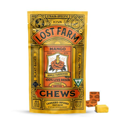 Mango x Apple Turnover | 20mg THC x 5mg THCV | 10pk | Live Resin Chews | Lost Farm