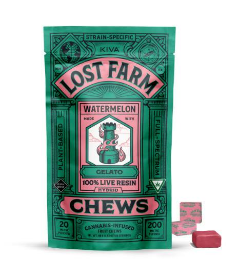 Watermelon x Gelato | 20mg x 10pk | Live Resin Chews | Lost Farm