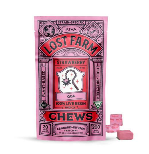 Strawberry x GG4 | 20mg x 10pk | Live Resin Chews | Lost Farm