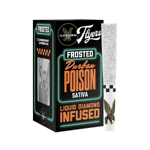 CLAYBOURNE CO - FROSTED FLYERS INFUSED PREROLL 5PK [2.5G] DURBAN POISON