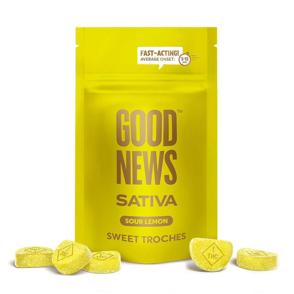Good News Sour Lemon Fast-Acting Troches 5mg ea | 20-Pack