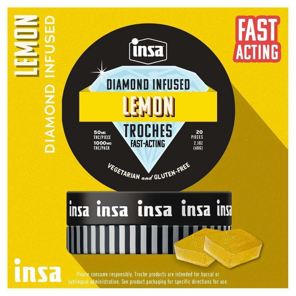 INSA Lemon Diamond Infused Troches 50mg ea | 20-Pack