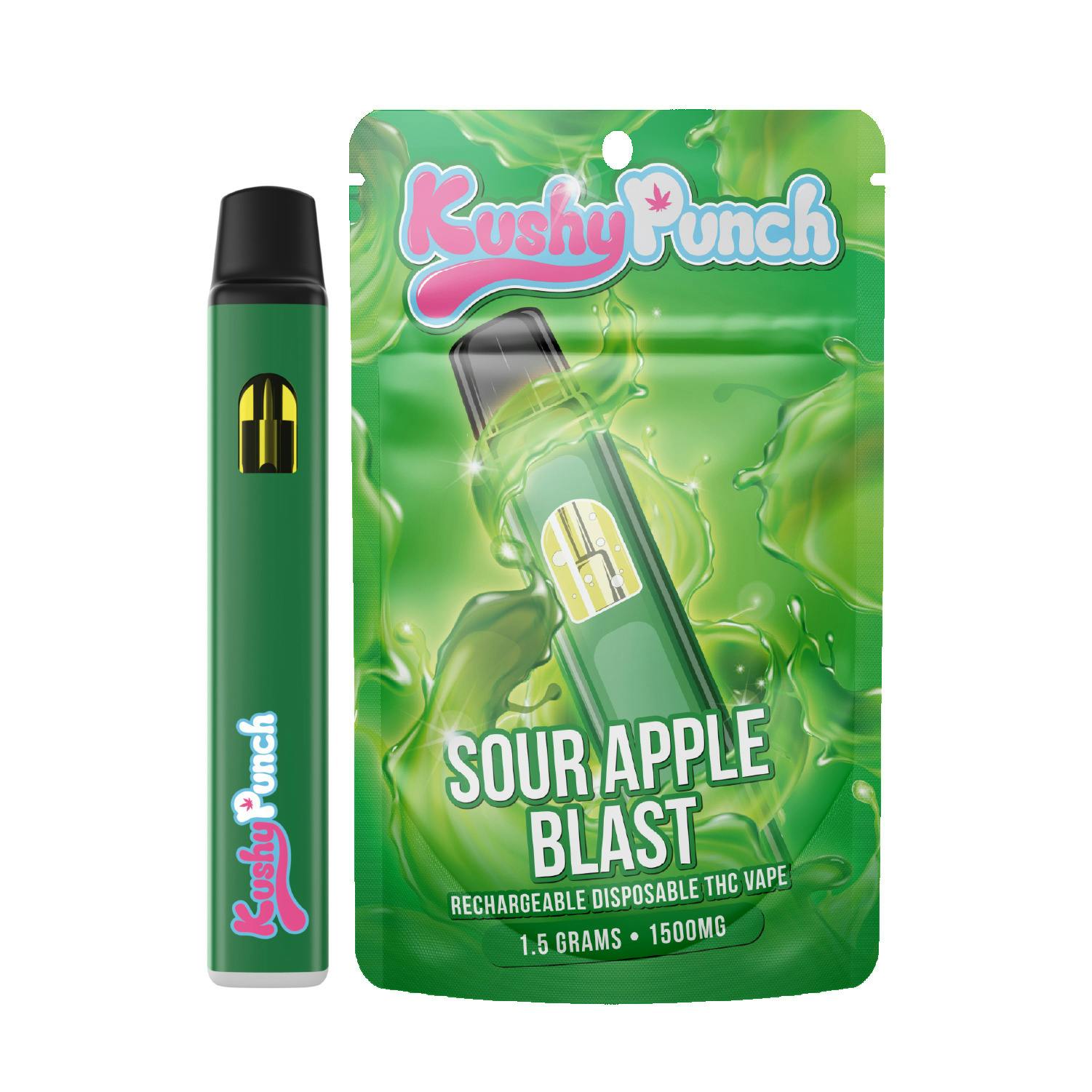 Kushy Punch - 1g Disposable Vape - Sour Apple Blast