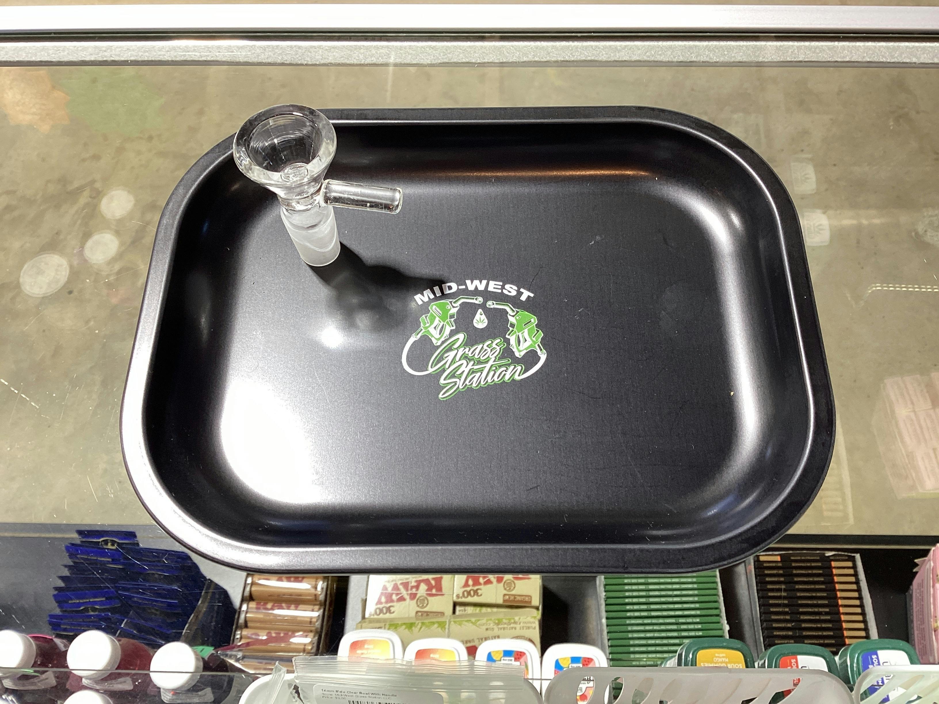 14mm Male Clear Bowl with Handle at The Grass Station Dispensary