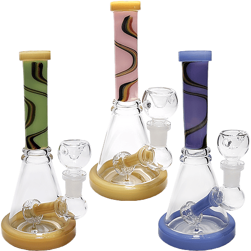 Wig Wag Neck Shower Perc Beaker Bong 8"