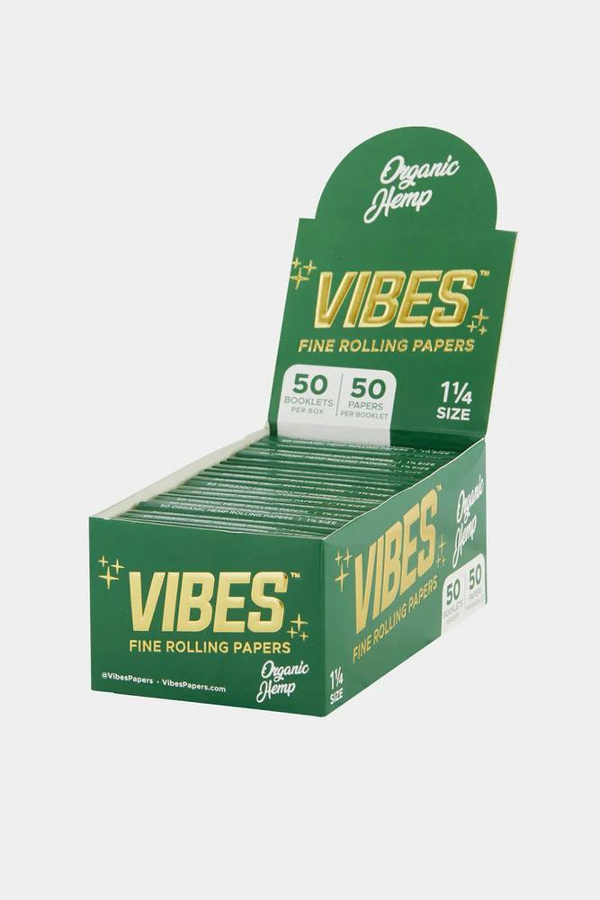 Organic Hemp Papers - Green - 1 1/4 [50pk] | Vibes - Organic Rolling Papers