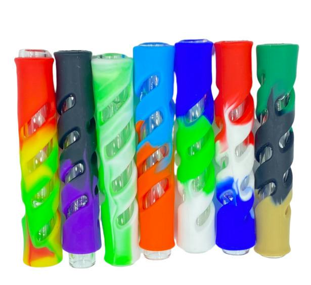3.5" OG Glass Chillum w/Silicone Cover | Assorted Colors at Higher Love Cannabis Dispensary Crystal Falls