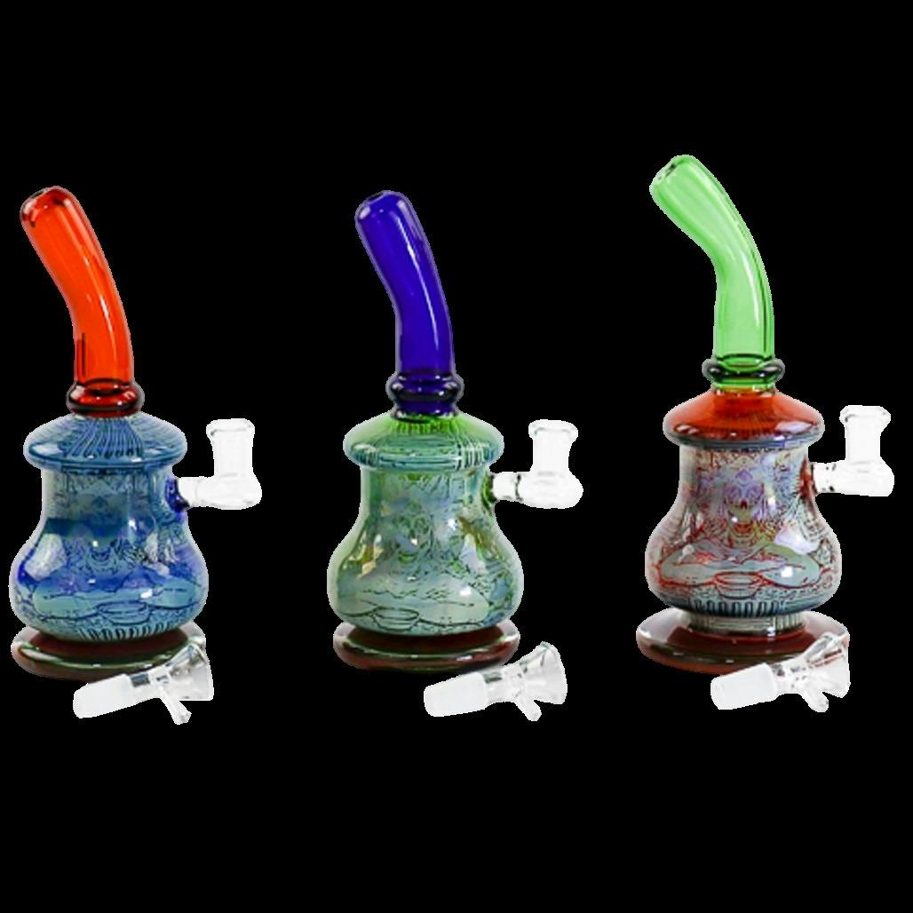 9" sirEEL Etched & Fumed Skull Design Rig w/Flower Bowl | Assorted Colors