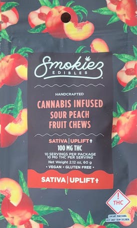 Peach Sativa 100mg THC Fruit Chews - Smokiez