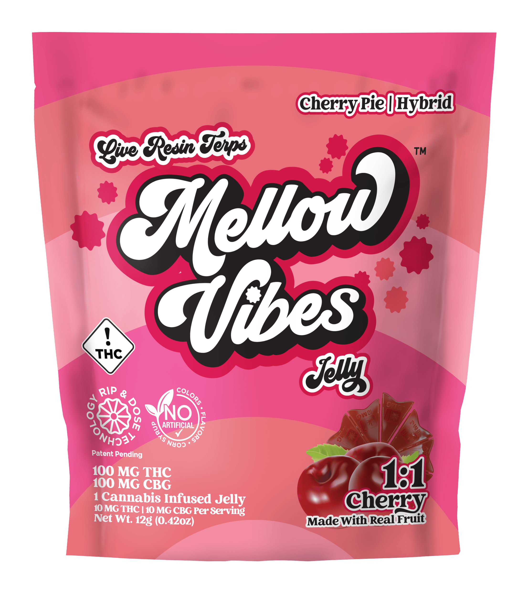 MELLOW VIBES 1:1 CHERRY JELLY 100MG THC / 100MG CBG