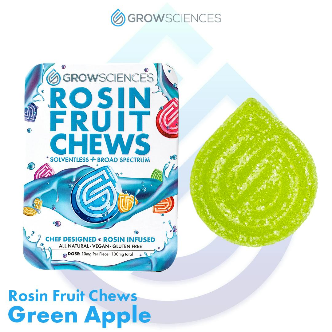 GROW SCIENCES ROSIN FRUIT CHEWS GREEN APPLE 100MG