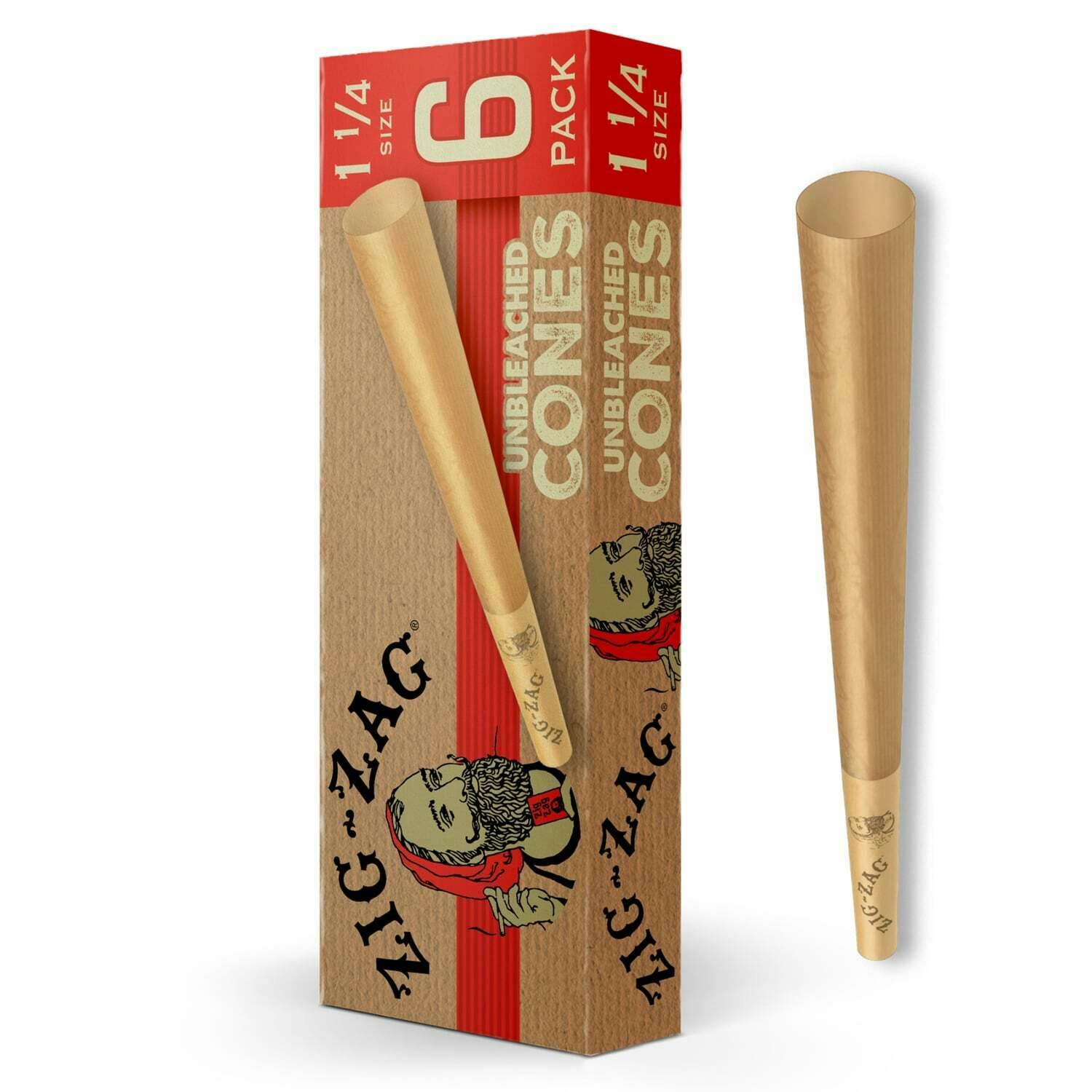 ZIG ZAG - 1&1/4 UNBLEACHED CONES - ROLLING PAPER - (6PK)
