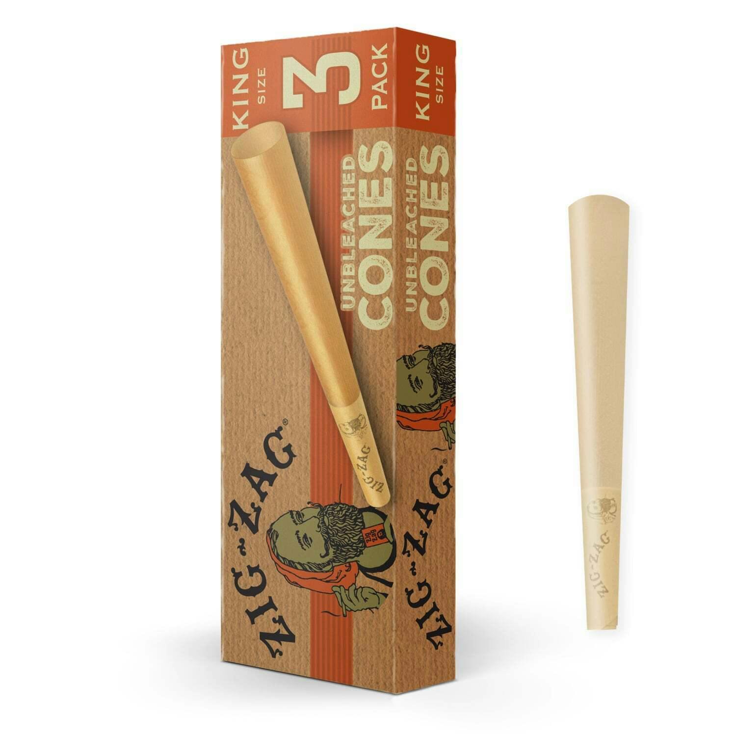 ZIG ZAG - KING SIZE UNBLEACHED CONES - ROLLING PAPER - (3PK)