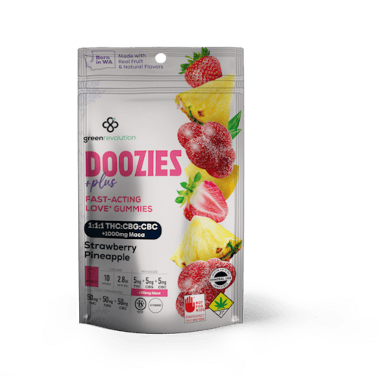 Doozies 1:1:1 Strawberry Pineapple Gummies 10pk THC:CBC:CBG Hybrid