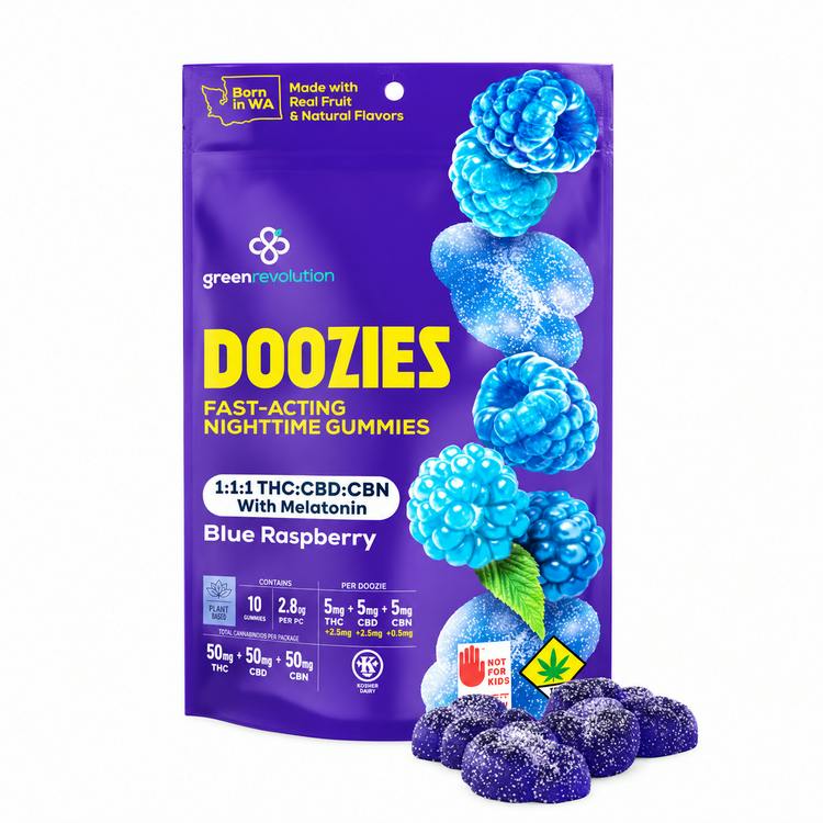 Doozies Melatonin Blue Raspberry 1:1:1 (CBD/THC/CBN) 10pk