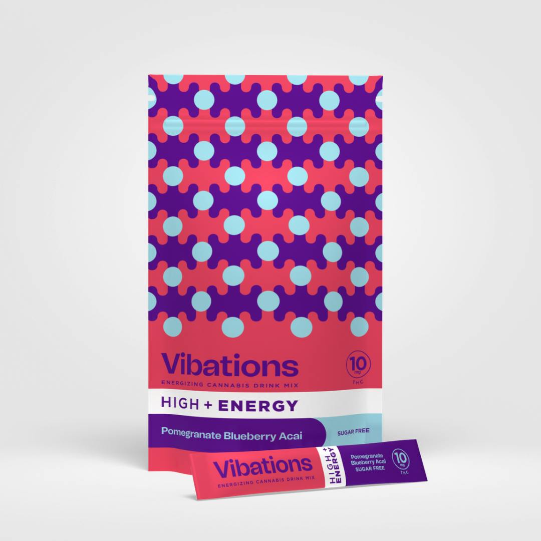 VIBATIONS Drink Mix 100mg: Blueberry Pomegranate Acai + Caffeine 10pc