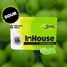 IN HOUSE Gummies 100mg: Sour Apple 1:1 THC:CBD 10pc