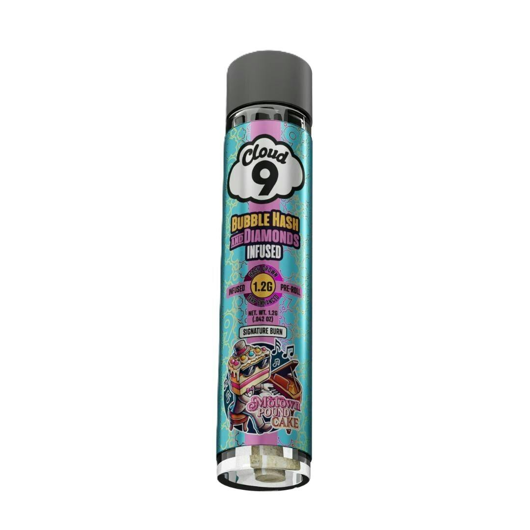 Cloud 9 1.2g Infused Bubble Hash & Diamond Preroll Motown Pound Cake
