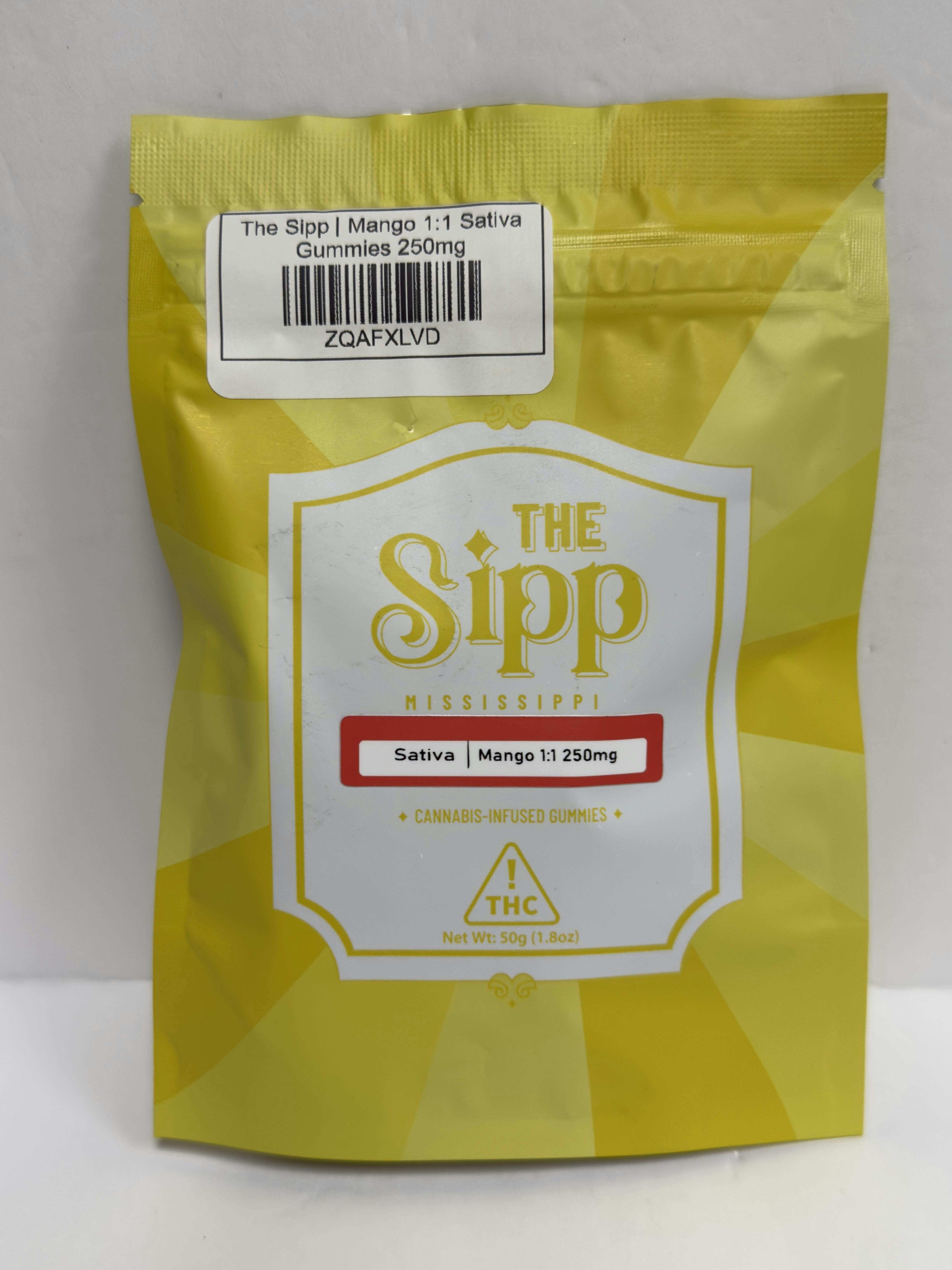 The Sipp | Mango 1:1 Sativa Gummies 250mg