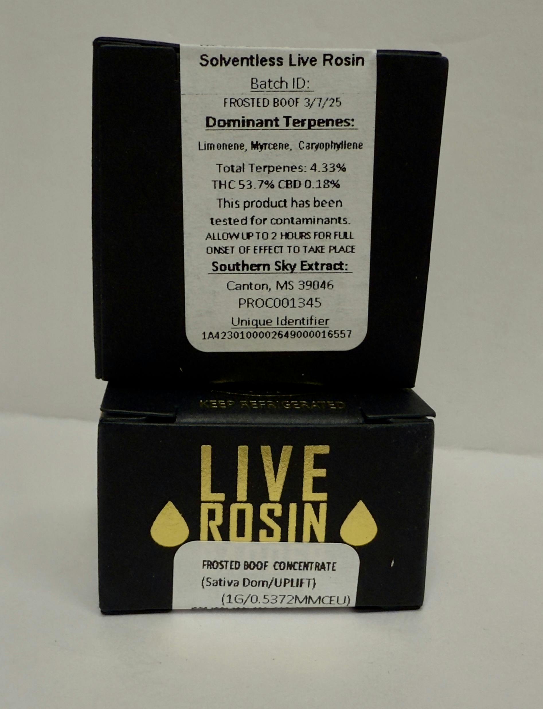 SSB- 1g Live Rosin Jar - Frosted Boof