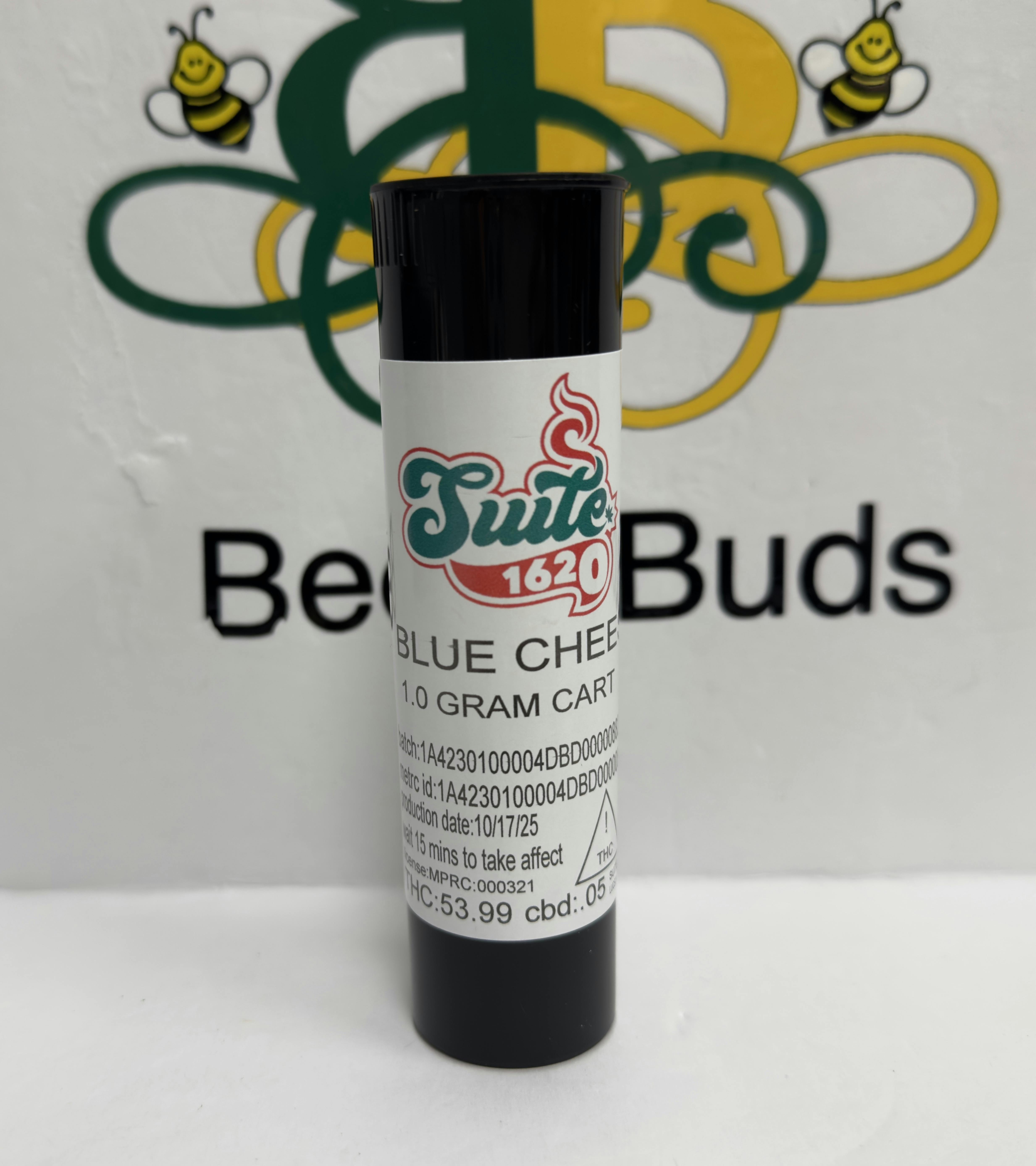 Suite- Blue Cheese 1g cart (ind/hyb) at Bee's Buds Dispensary Wiggins