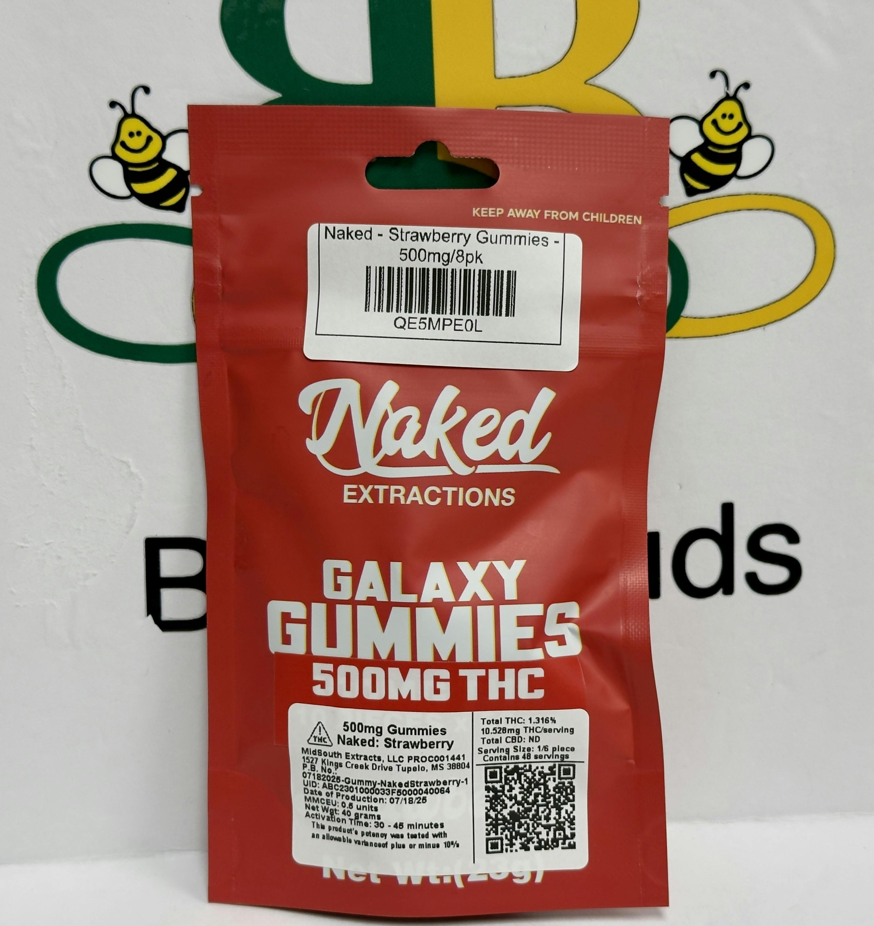 Naked - Strawberry Gummies - 500mg/8pk