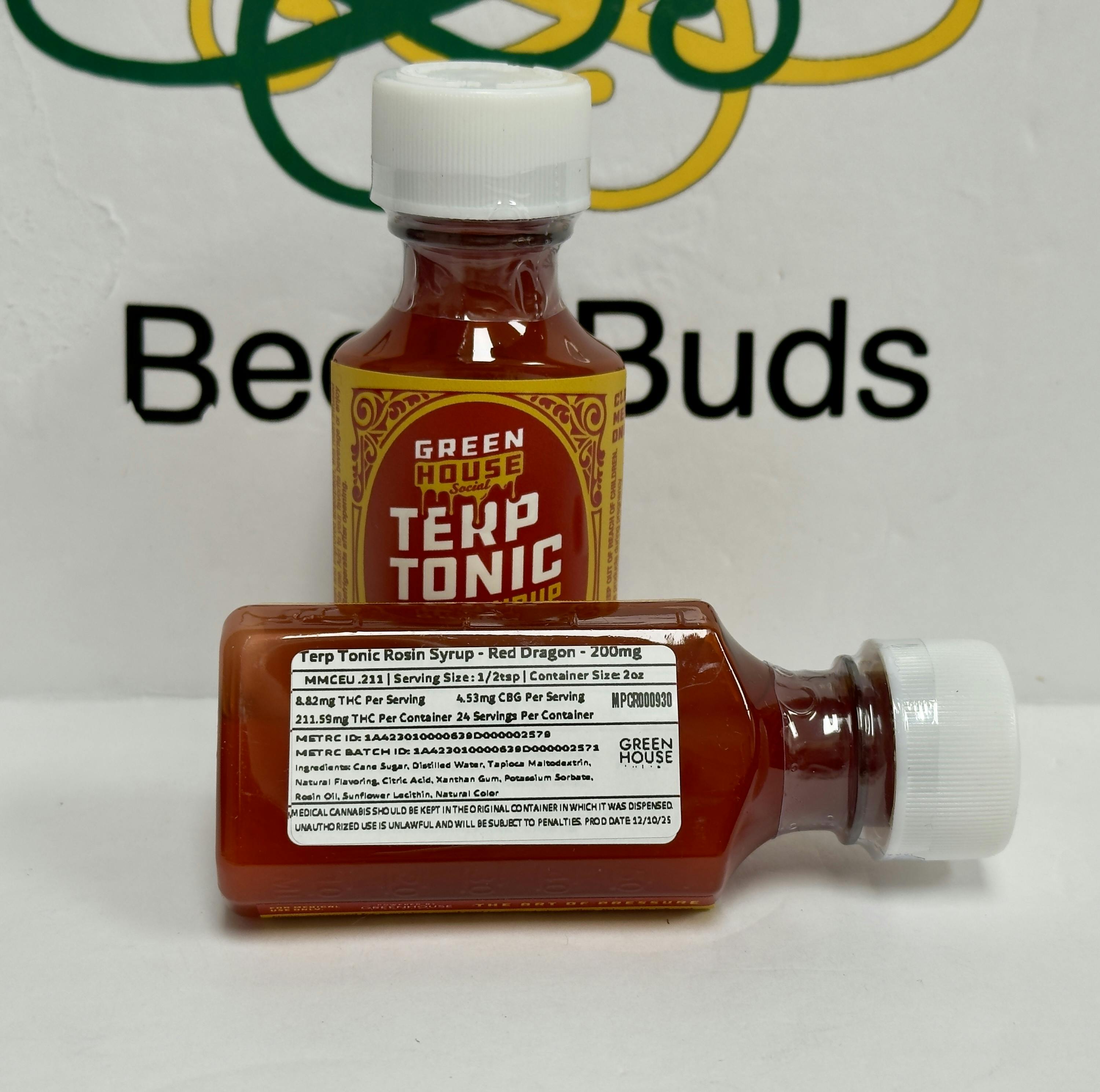 GHS- Red Dragon Terp Tonic Daytime Rosin Syrup 200mg at Bee's Buds Dispensary Wiggins