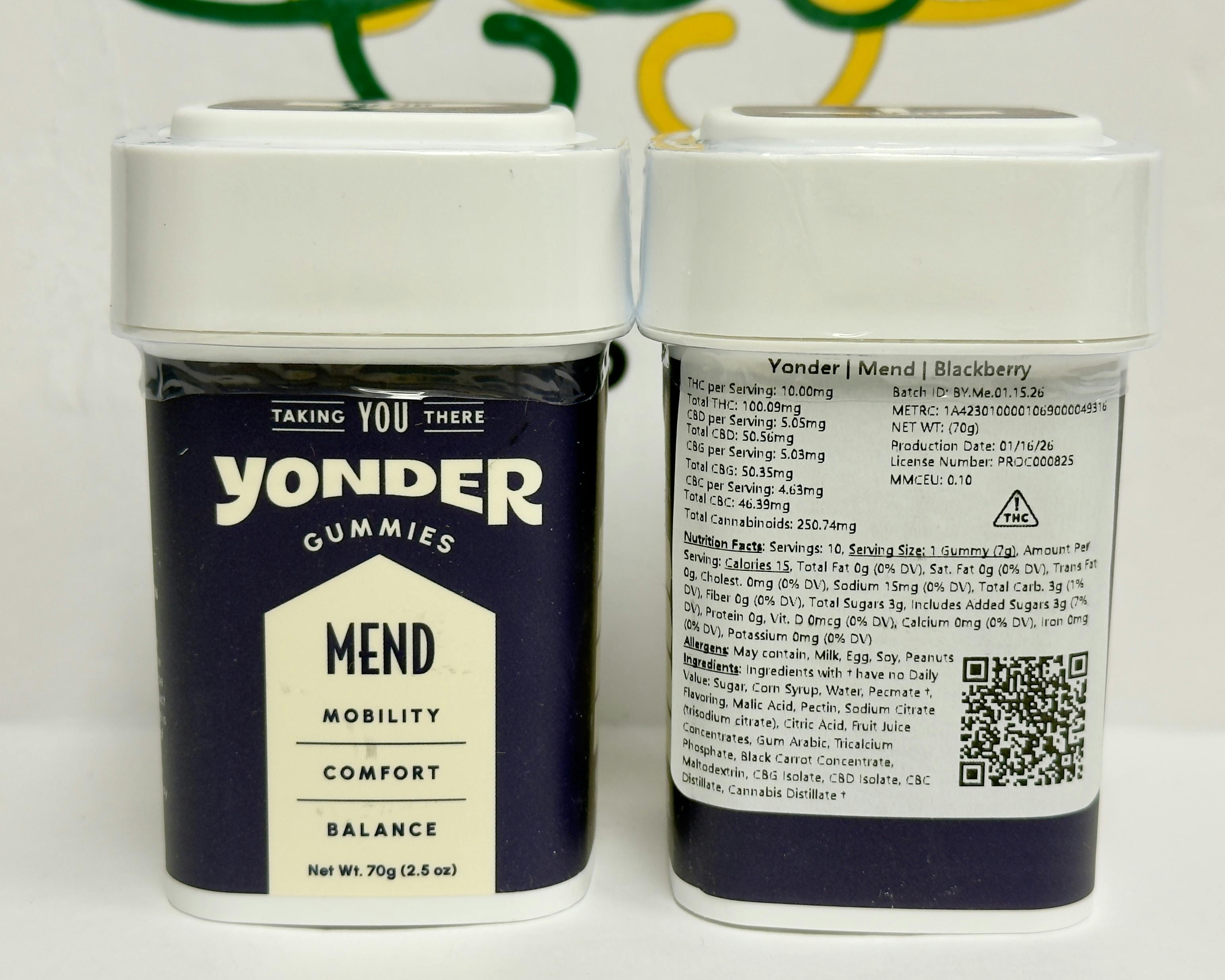 Yonder | Blackberry | 100mg MEND Gummies 10pk by Yonder