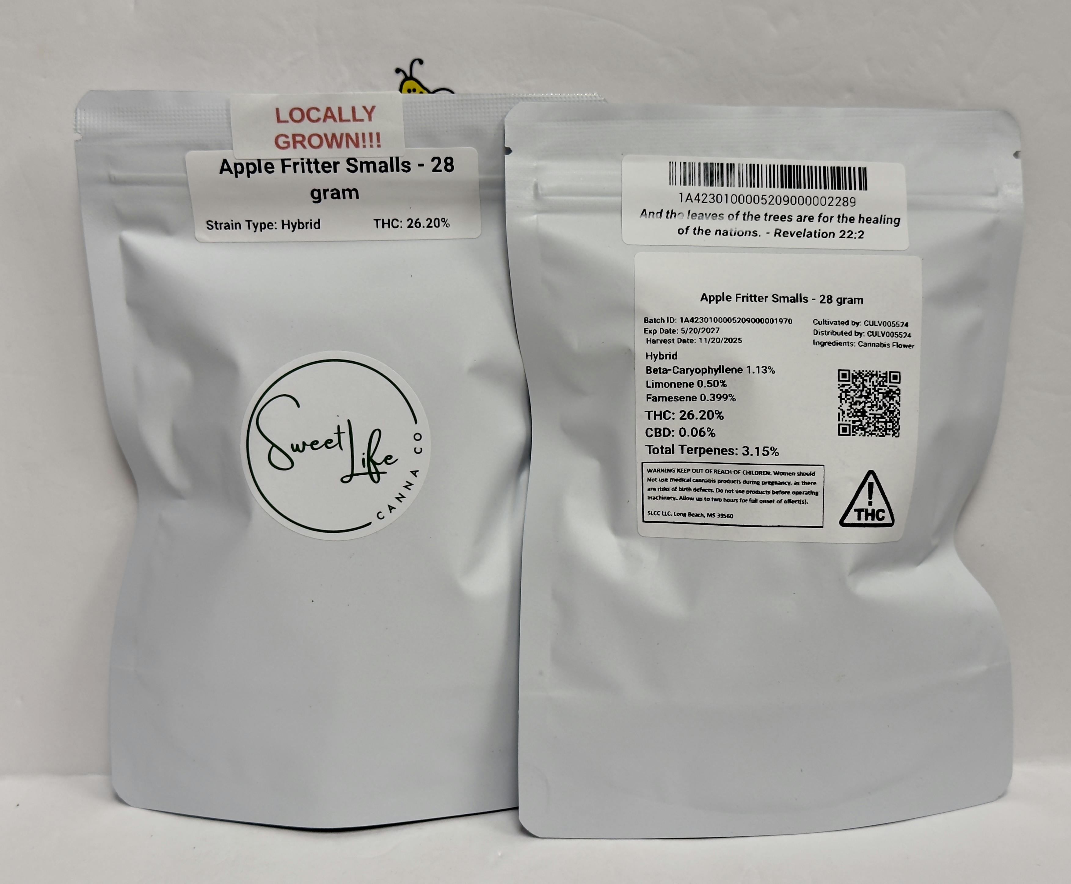 SLCC- Apple Fritter Smalls - 28g bag- 26.2%- 3.15% Terp (hyb)